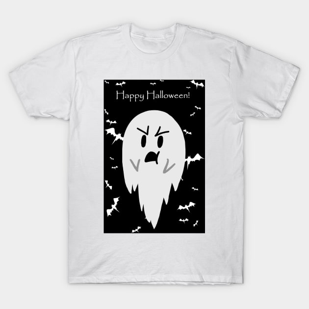 "Happy Halloween" Ghost Pout T-Shirt by saradaboru